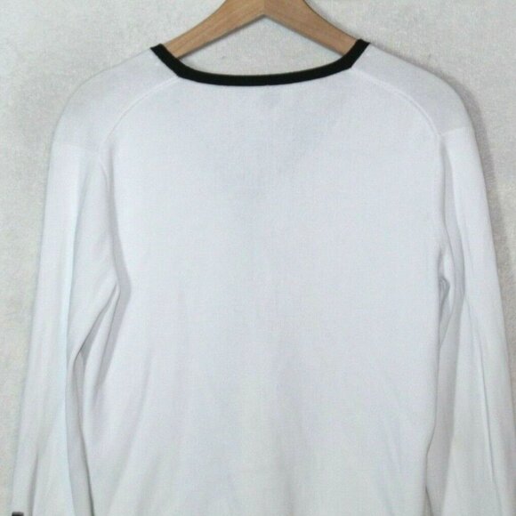 Vintage 90s slinky stretch knit womens cardigan size M white button up - Picture 7 of 8